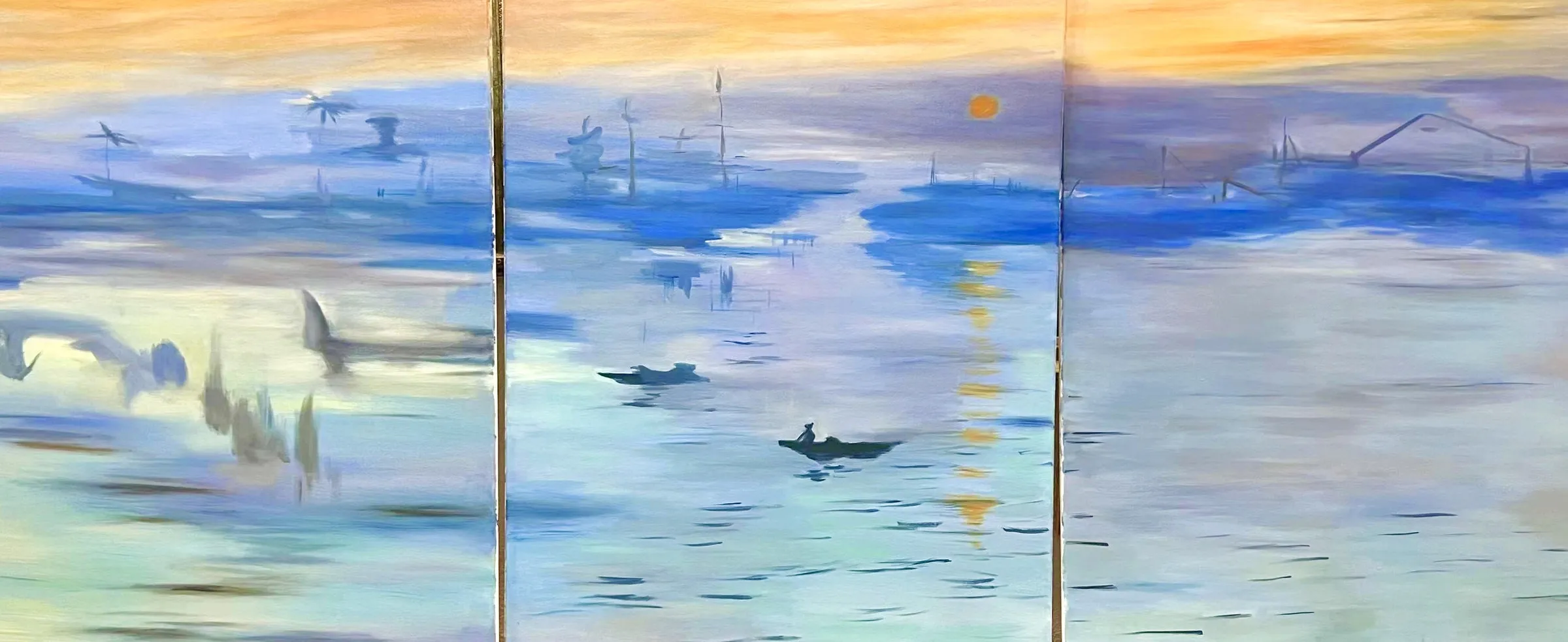 海上晨曦三联屏